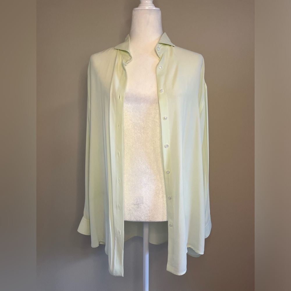 ICEBERG Sheer Long Sleeve Blouse in Mint